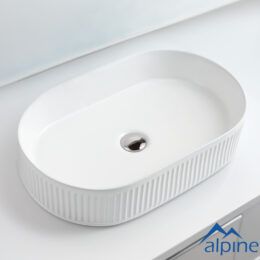 Oval Fluted Vessel White  