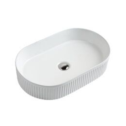 Oval Fluted Vessel White  