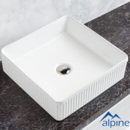 Square Fluted Vessel White  