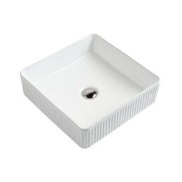 Square Fluted Vessel White  
