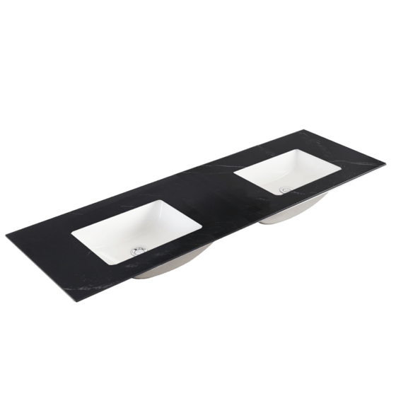VTST150DSB-Double Bowl-Vanity Top-Shakespear Black